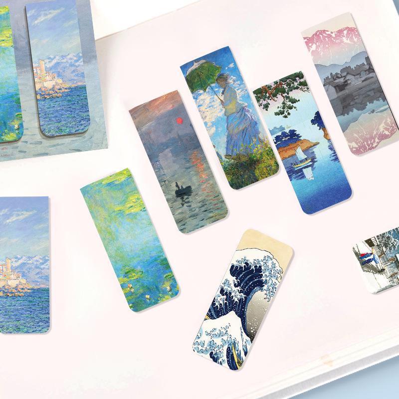 Set mit 4 magnetischen Lesezeichen mit weltberühmten Gemälden: Monet & Van Gogh