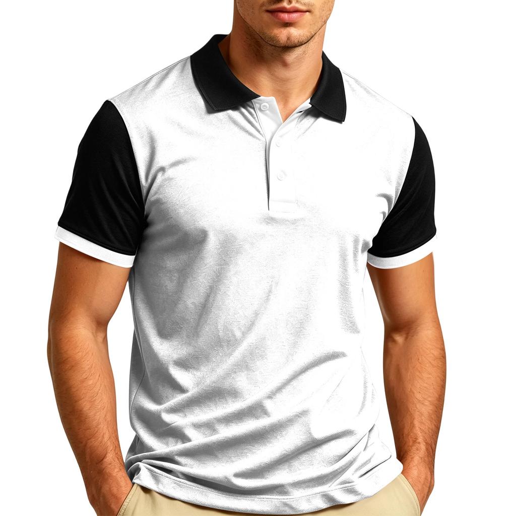 Maglietta Polo Casual da Uomo a Manica Corta con Collo T-shirt Tessuto Leggero Traspirante Morbido Top Estivo