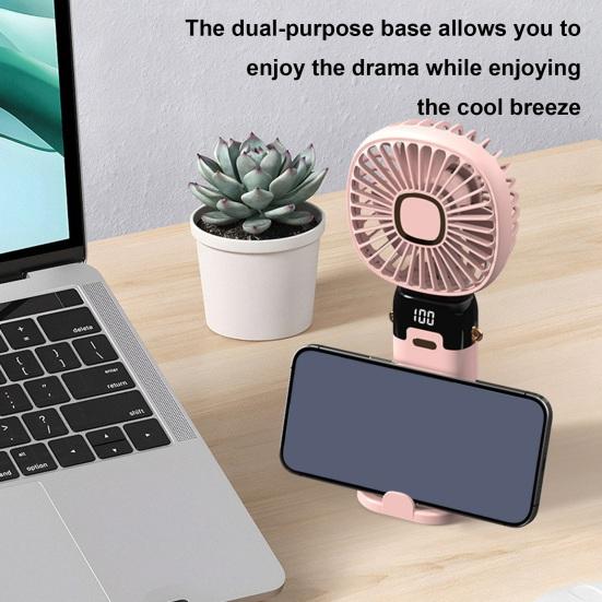 Portable Handheld Fan with Digital Display 90-degree Adjustable 5 Speeds Low Noise Foldable Design Personal Fan