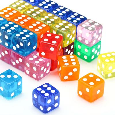 12Pcs 16Mm Transparent Dice For Board Games For Adullts Children Acrylic Cubes Party Leisure Toys Juegos De Mesa Divertidos