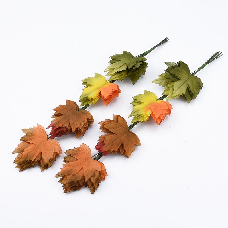 12pcs Fake Leaf Silk Green Leaves for Party Wedding Home Decoration Scrapbooking Craft Diy Gifts Box Cheap Artificial Plants