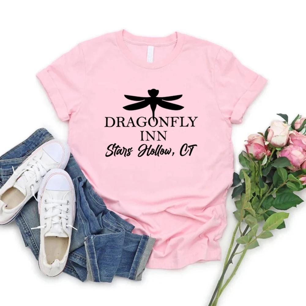 Dragonfly Inn T-Shirt Stars Hollow Shirts Women Short Sleeve Graphic T Shirts Gilmore Girls Inspired Tshirt Female Casual Tops