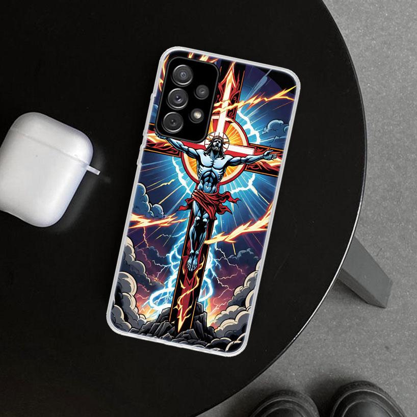 Christian Cross Design Phone Case Cover for Samsung Galaxy A12 A22 A32 A52 A72 A02S A51 A50S A31 A20S A10S Note 20 Ultra 10 Plus
