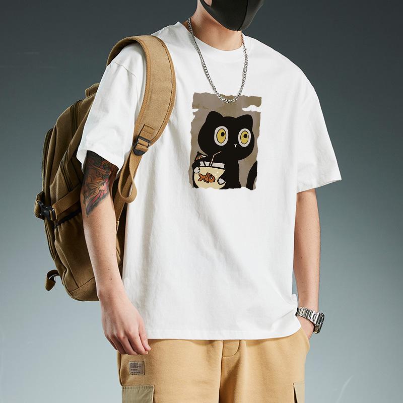 

2025 New Cotton Short Sleeved T-shirt for Boys Summer Trendy Brand Ins Loose Round Neck Cartoon Japanese Style Couple Top S