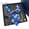 7 PCS Classic Men's Tie Set Paisley Stripe Necktie for Men Pocket Square Bowtie  Brooch Cuff Father's Day Gift Box