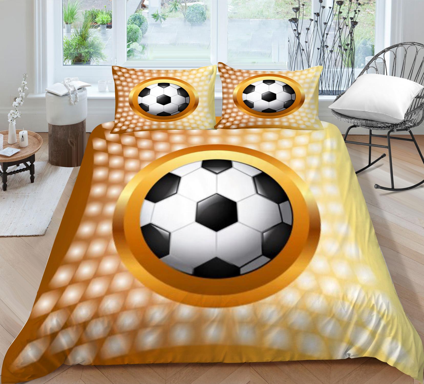 

Комплект постельного белья с 3D футбольным принтом, пододеяльник, крутой для детей, школьных взрослых, постельное белье для спальни, наволочка из микрофибры Single 135x200cm
