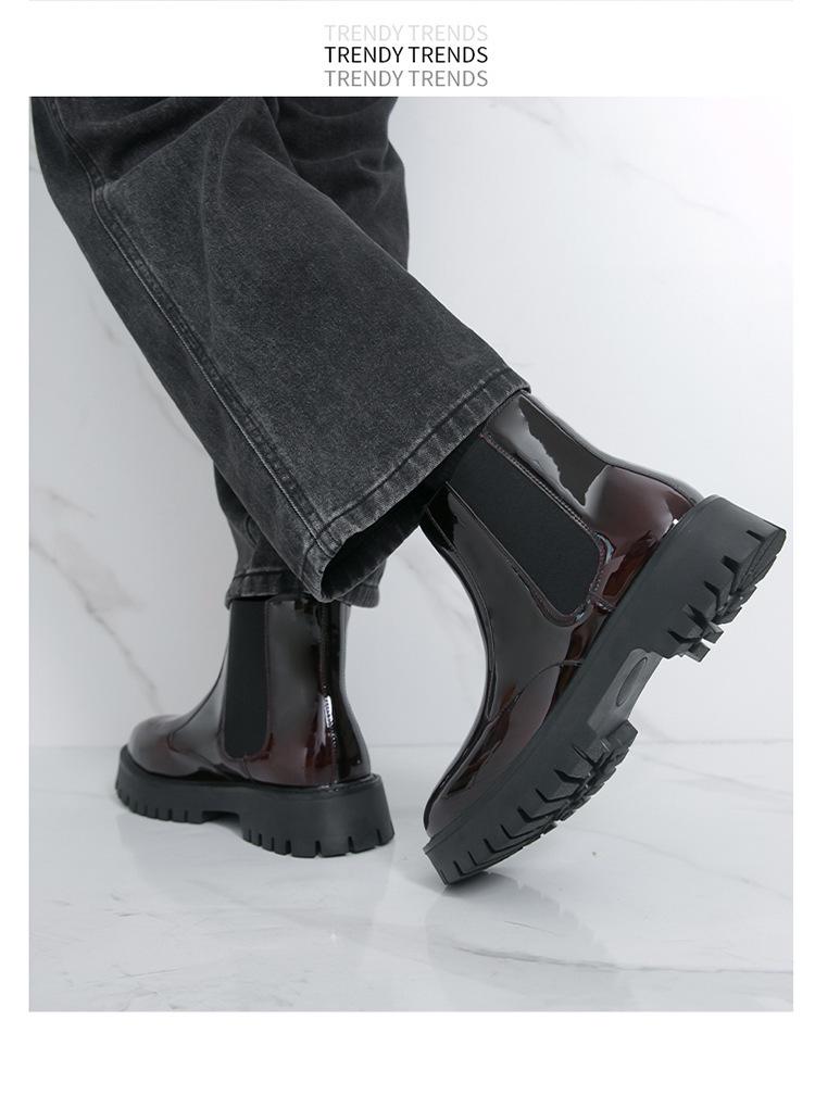 Men's British Style Chelsea High-Top Martin Boots, Slip-On Barrel Design for Spring and Autumn