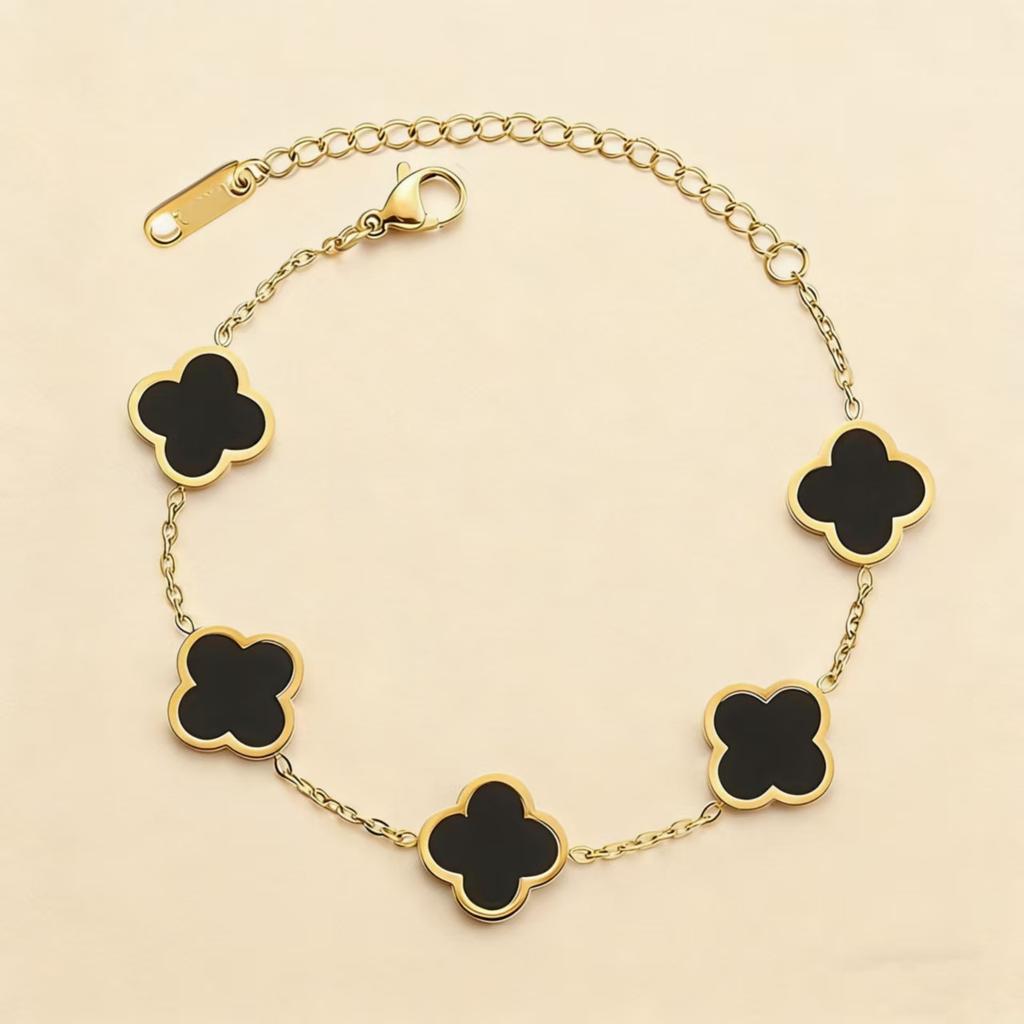 Stylish New Smooth Four-leaf Clover Bracelet Titanium Steel Double-sided Women's Bracelet