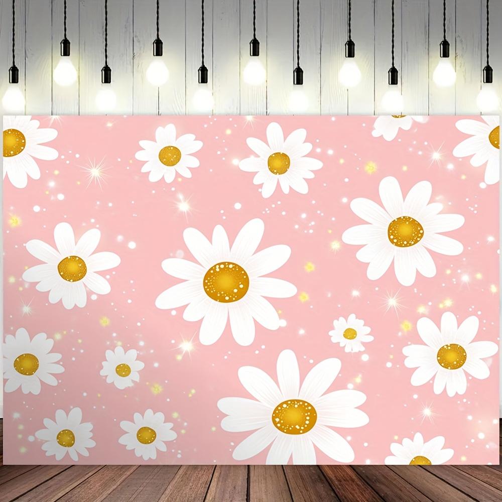 1 Piece Ink Daisy Floral Background for Birthday Parties, Indoor and Outdoor Events, Terraces, Family and Garden Celebrations.