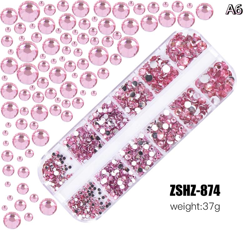 12Grids Box Mix Nail Art Rhinestone Nail Beads AB Crystal Flatback Jewelry Gems With Storage Organizer For Multicolour Nail Art