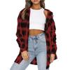 Autumn Winter Women's Plaid Shirt, Lapel Long Sleeve Loose Casual Blouse, European American Style Fashion Top