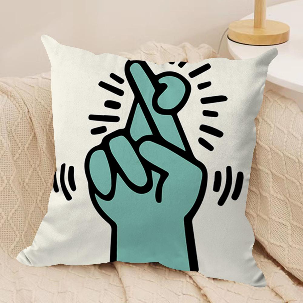 KKeith Art Exhibition Cushion Cover Silky Short Plush Invisible Zipper Dustproof Sofa Pillow Case For Home Decor