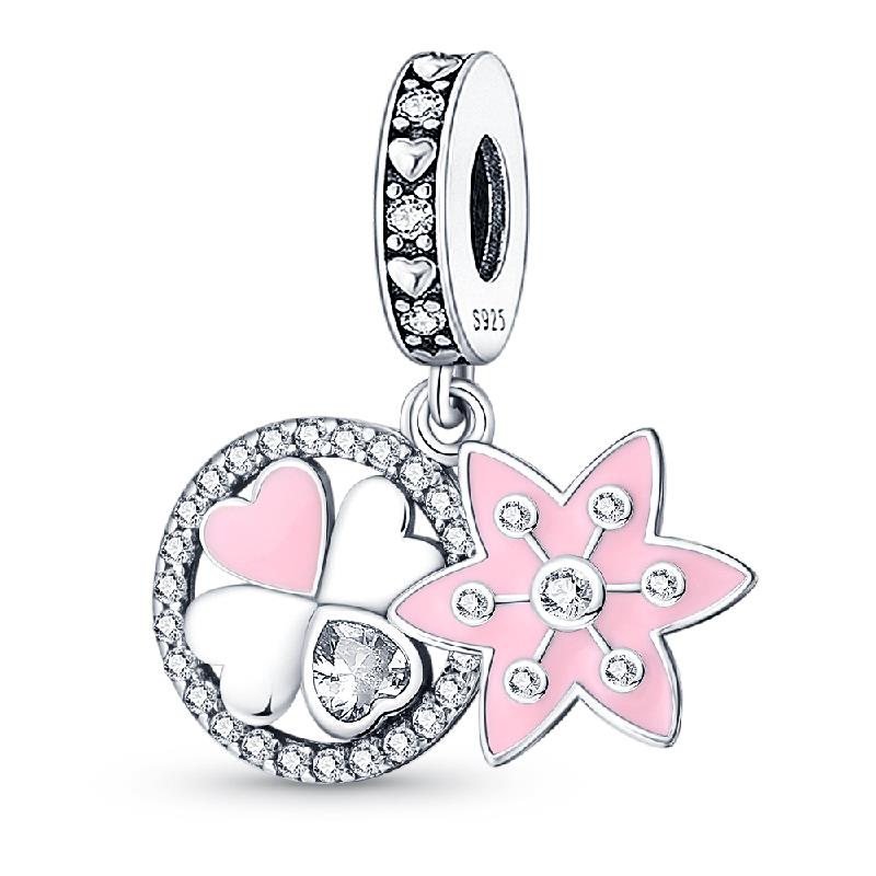 Original 100% Genuine SS925 Sterling Silver Four-Leaf Clover Beads Fit  Bracelet DIY Charm For Women Jewelry Fashion Gift