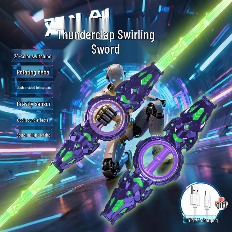 New Fire Whirlwind Double-Edged Laser Light-Up Retractable Sword Toy for Kids - Hot Selling Internet Sensation