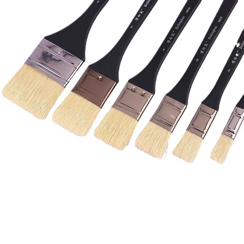 Flat-headed Hog Bristle Paintbrush for Oil, Gouache, and Watercolor