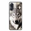 For Oppo Reno8 T 4G Case Luxury Tempered Glass Back Cover Hard Case For Reno8 T 4G 6.43" Capa Funda Animal Vividly Coque Wolf