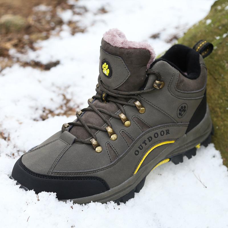 Winter High-top Cotton Shoes with Velvet Warm Walking Couple Shoes Outdoor Snow Non-slip Hiking Shoes