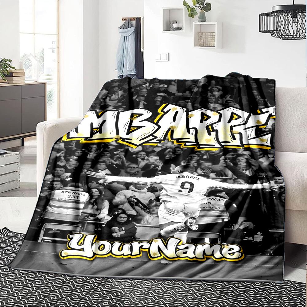 Coperta con Nome Personalizzato Mbappe Coperta Leggera Personalizzabile Morbida e Accogliente Adatta per Letto Decorazione Casa Divano Divano Quattro Stagioni Multiuso