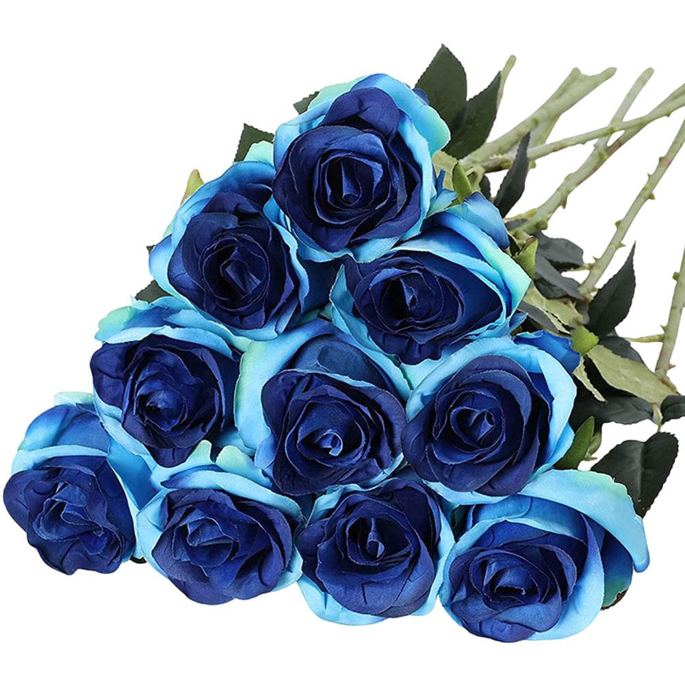 10pcs Artificial Flowers Rose Flower Branch Artificial Red Roses Realistic Fake Rose Bouquet Table Decoration Wedding Home Decor