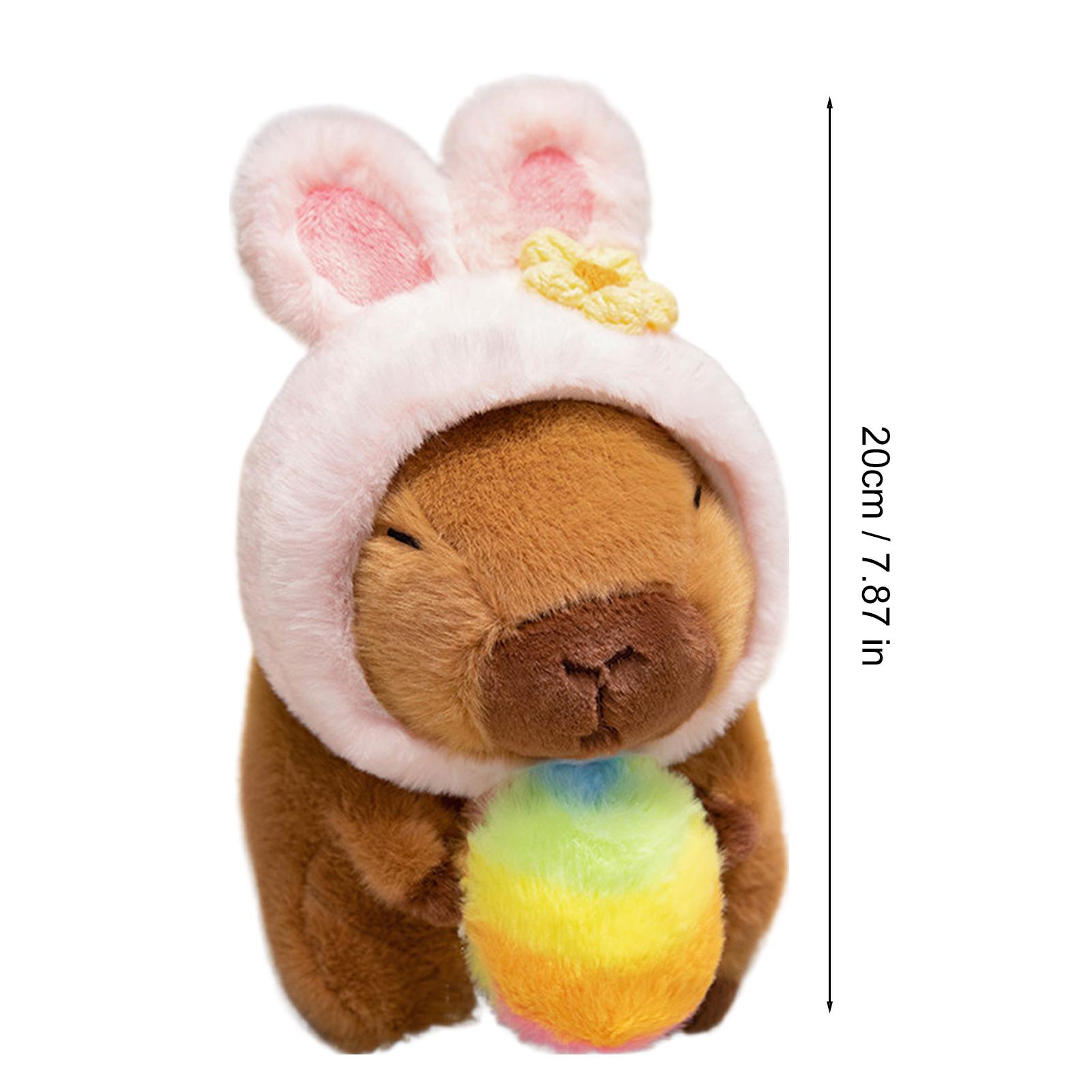 

Capybara Plush 7.8 Inches Cuddly Dolls Holding Easter Egg Stuffed Animal Toy with Bunny Ear Hat for Home Birthdays Holiday Gifts