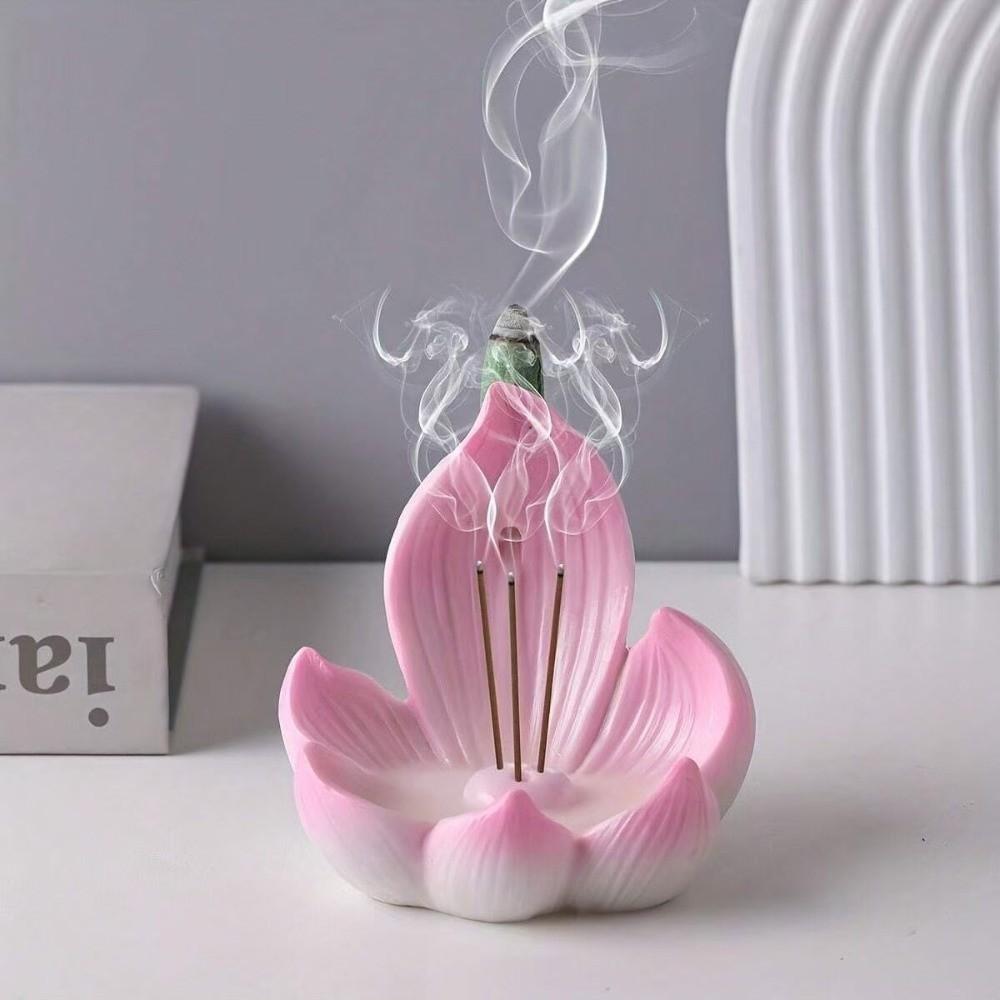 Resin Lotus Tabletop Incense Base Zen Chinese Style Lotus Incense Stick Incense Stick Burner Spa