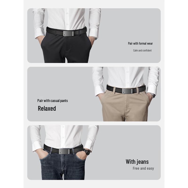 Septwolves Men s Business Automatic Buckle Leather Belt 110cm