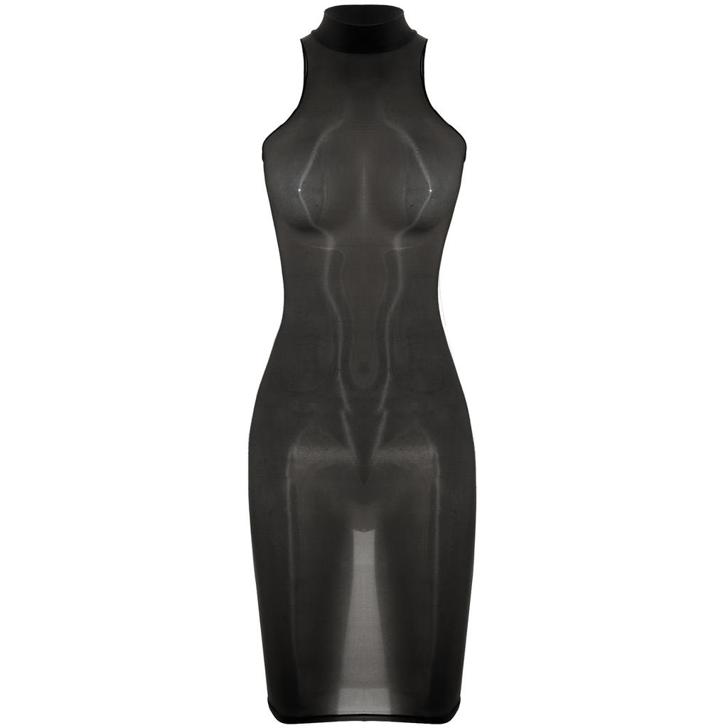 Womens Glossy Bodycon Lingerie Dress High Stretch Fabric Nightclub Attire