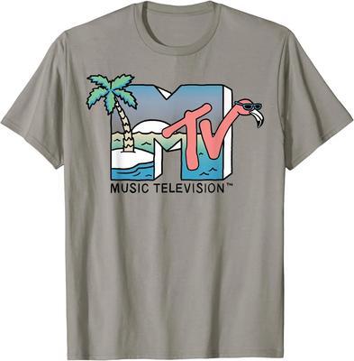 MTV Beachy Flamingo Scene Retro Logo Grafisch T-shirt
