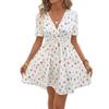 Summer new women's floral floral waist V-neck fashion short dress for women