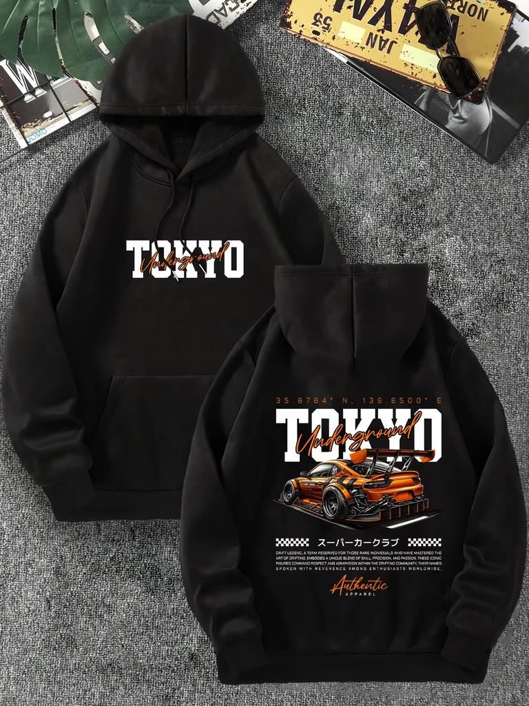 2025 Men's Hoodie a Fashionable Black Pullover Loose and Fitted Long-sleeved Casual Streetwear