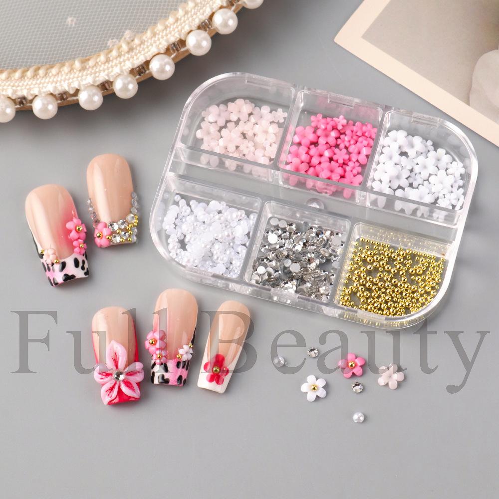 New Nail Art Jewelry Three-dimensional Small Flower Steel Ball Pearl Diamond Jewelry Mixed Nail Art Jewelry