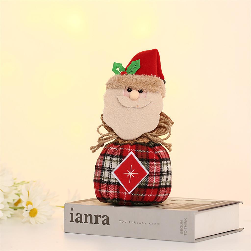 Linen Bags With Drawstring 3D Plush Santa Snowman- Christmas Candy Bags Gift Bags Bags Santa Sack For Kids Party Favors