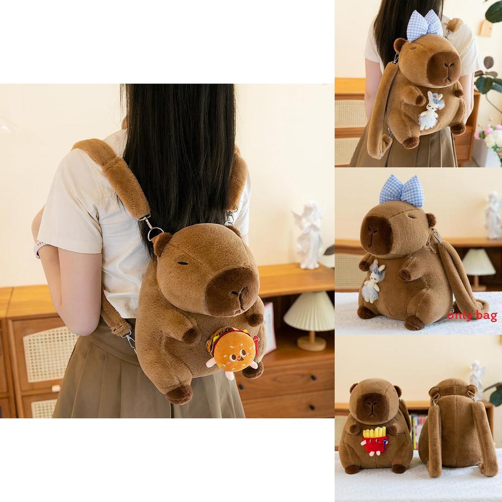 Cute Capybara Flower Burger French Fries Rabbit Decorative Plush Backpack For Girls And Kids
