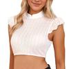 Women's Traditional Bavarian Style Crop Top Blouse Sleeveless Lace Knit High Neck Oktoberfest Shirt