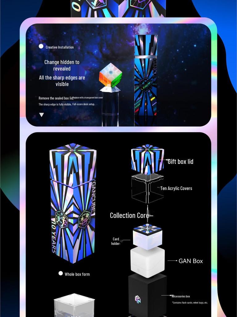 GAN 10th Anniversary Magnetic Levitation 3x3x3 Rubik's Cube Puzzle - Educational Toy & Birthday Gift for Boys and Girls.