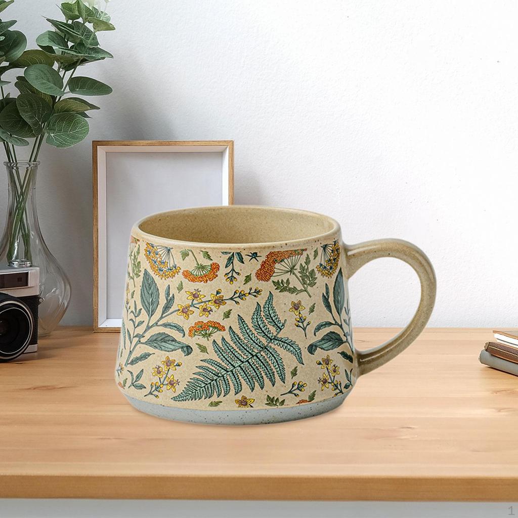 Keramik Kaffeebecher Tasse Getränke für Zuhause oder Arbeit Dekorativ, Blumendesign mit Henkel