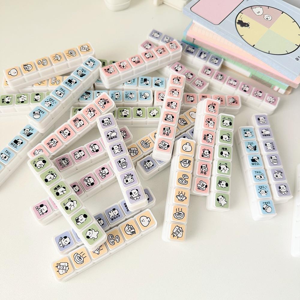 Kawaii 6 Designs Decorative Stamps Cartoon Diy Crafts Press Inkpad Stamps Multipurpose Scrapbooking Stamp Journal Planner