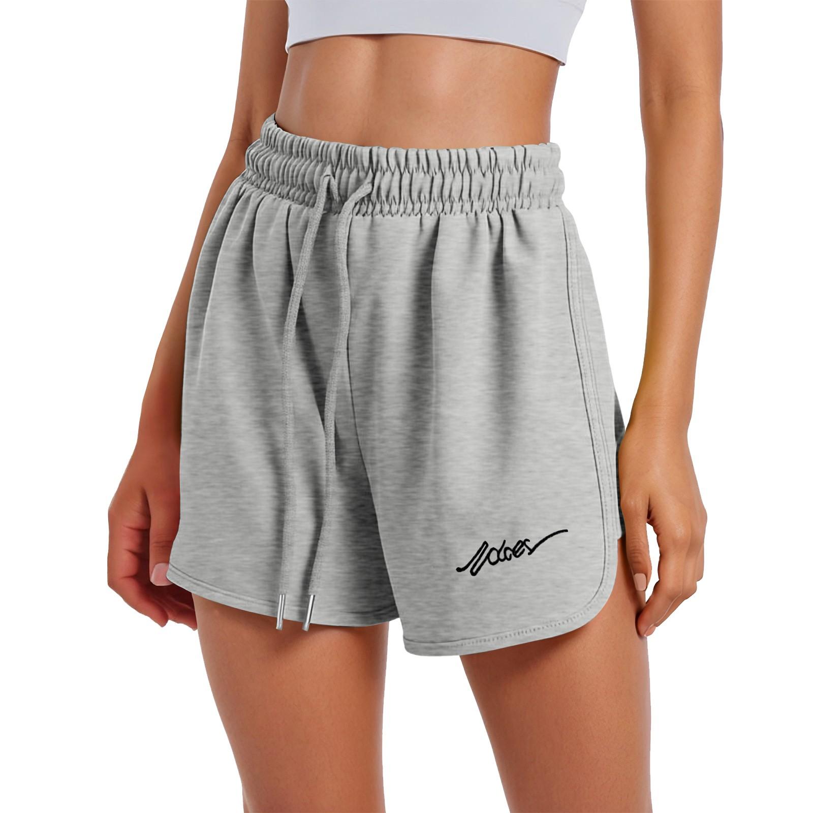 

Women s Sports Shorts Casual Loose Solid Color Elastic Waist Shorts XL