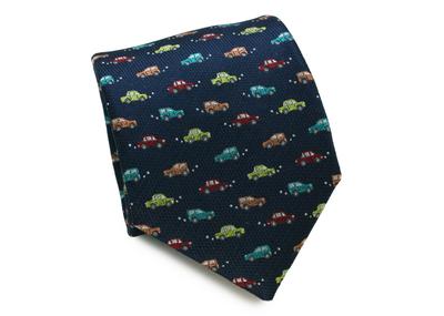 [SIMON CARTER] Simon Carter Colorful Car Silk Tie (Navy)