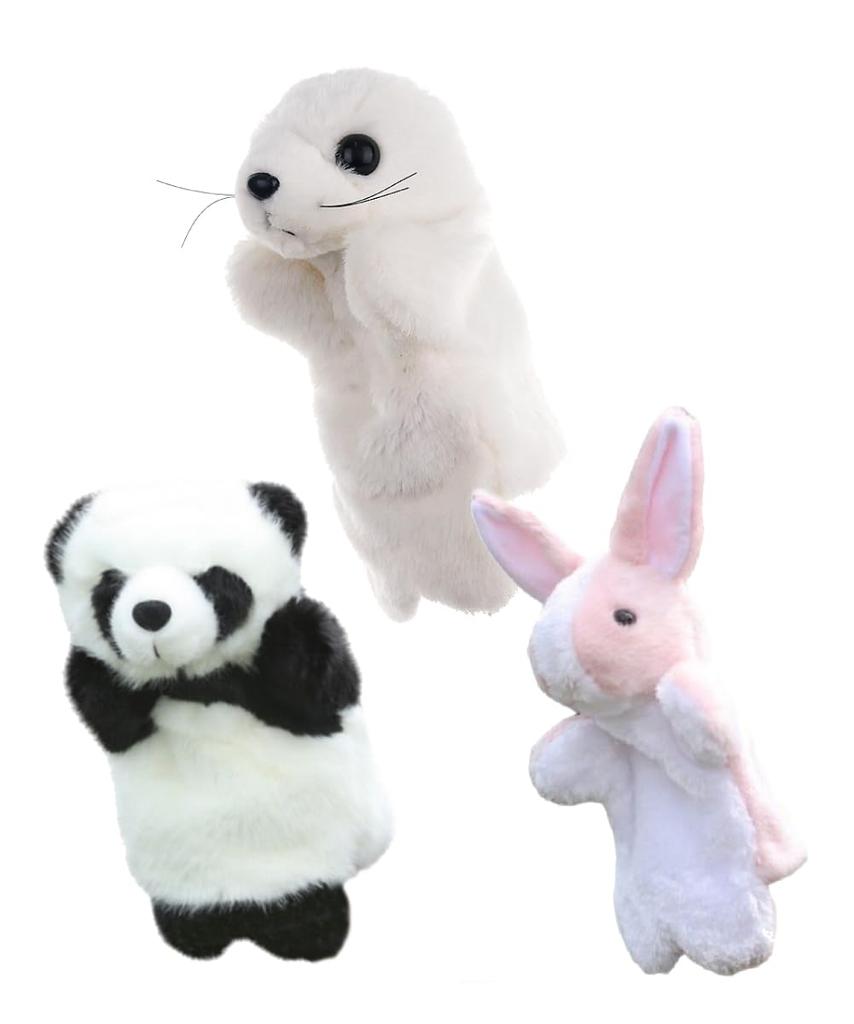 Shiawase Warehouse Zvířecí loutky, Plyšové hračky, Zvířata, Vlk, Králík atd.. (Panda, Růžový králík, Tuleň)