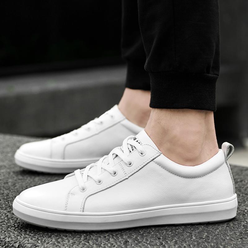 Pánské ležérní šněrovací tenisky, módní a pohodlné tenisky Ležérní pánská obuv z pravé kůže