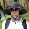Solar Fan Hat UPF 50+ UV Protection Hat with 2 Solar Fans USB Rechargeable Breathable Men Women Summer Outdoor Activities Fishing Wide Brim Bucket Cap