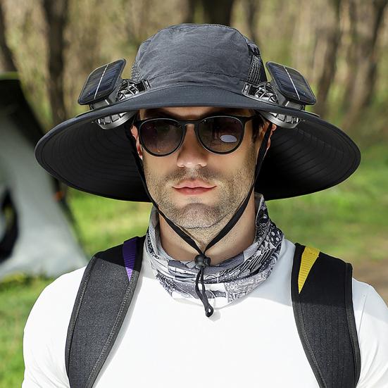 Solar Fan Hat UPF 50+ UV Protection Hat with 2 Solar Fans USB Rechargeable Breathable Men Women