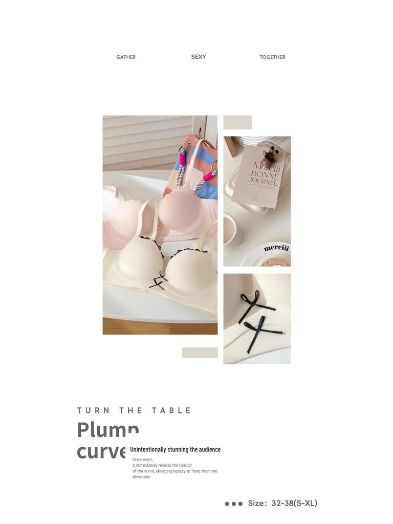 Red Series Seamless Push-Up Bra Set for Women - Side Support, No Underwire, Sexy Thin Hollow Out Design