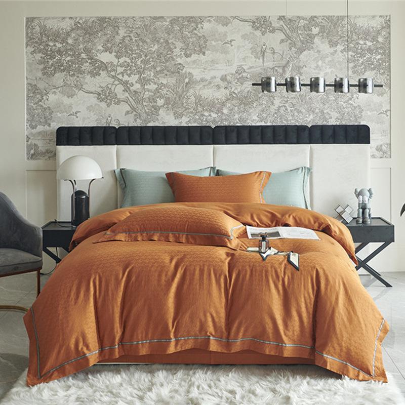 Pure Lust Style Cotton Type A Washed Long-staple Cotton Jacquard Four-piece Set 100 Count Four-piece Set