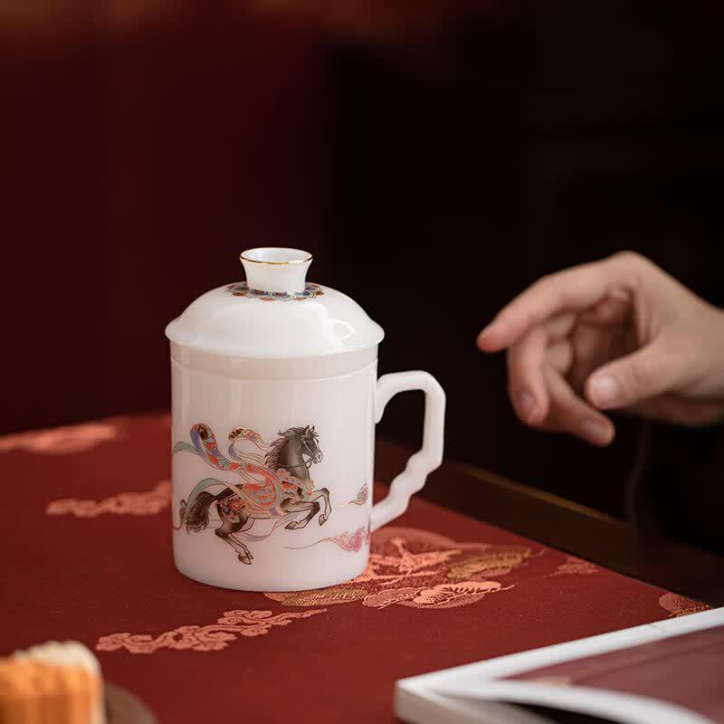 Sushih Ceramics Dunhuang Success Ice Jade Porcelain Tea & Office Cup Set