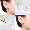 925 Silver Purple Butterfly Earrings Blue Zircon Bowknot Pendants Earrings Women Accessory Gift Valentines Jewelry
