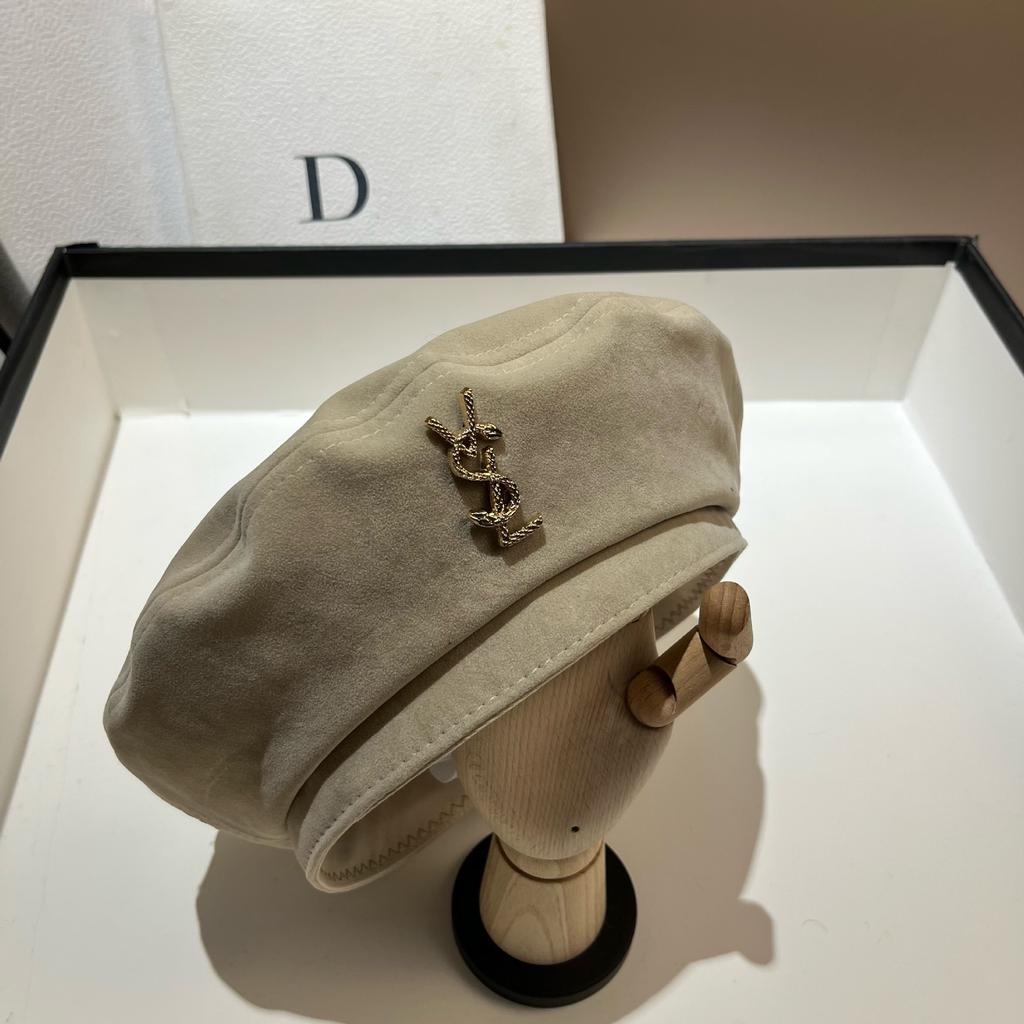 Vsl Paris Catwalk Autumn Octagonal Beret High Quality Big Hat Frosted Leather Painter Hat