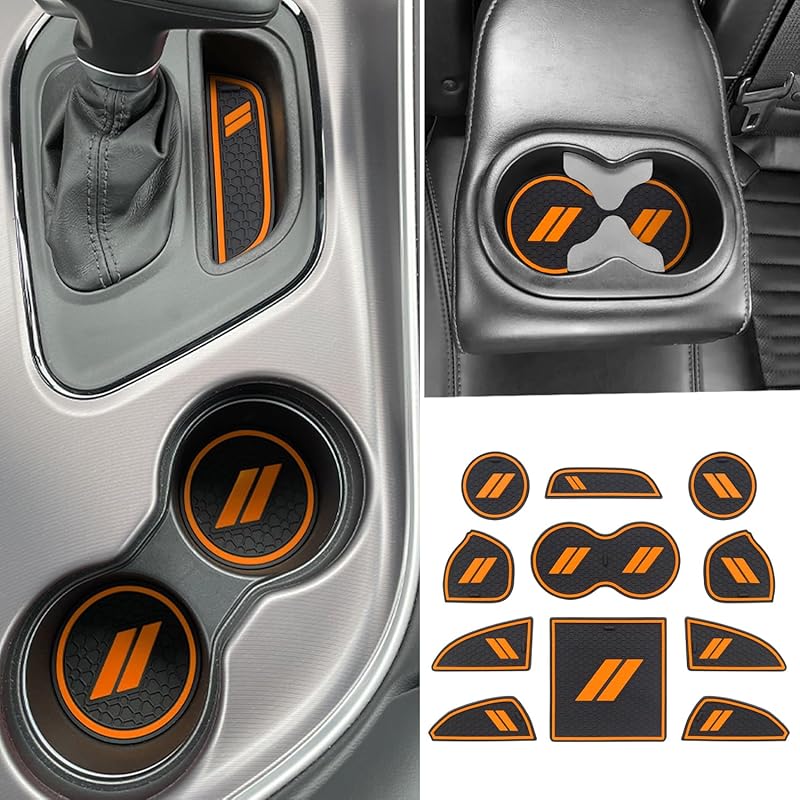 For Dodge Challenger Accessories 2015-2024  Fits Cup Holder Ert Anti-Dust Mats Door Pocket Center Console Liners(Black Trim) - 11 PCS Set