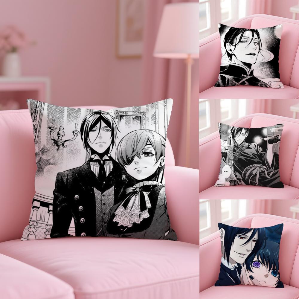 Pikpaka Anime Manga Black Butler Cushion Cover Plush Fabric Soft Double-Sided Printed Sofa Warm Winter Home Gift Pillow Cover